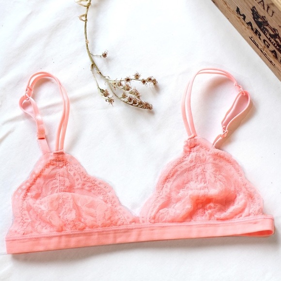 Anemone Other - Lace Bralette - Neon Coral
